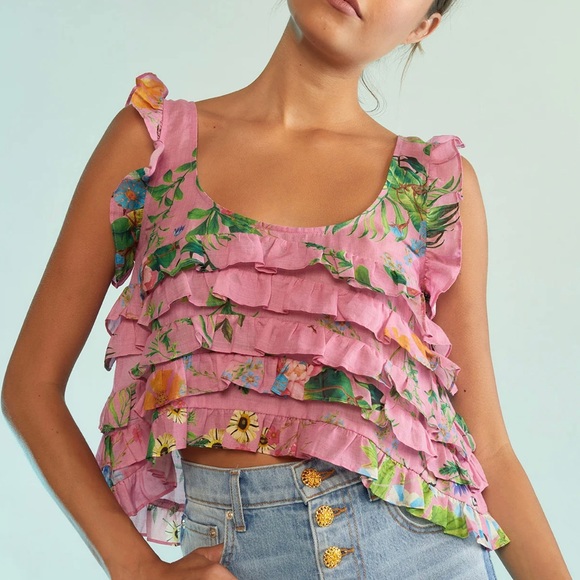 Cynthia Rowley Nola Ruffle Tank Blouse - Picture 6 of 17